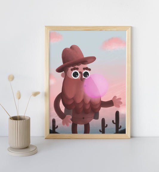 Art Print | Cowboy and His Gum